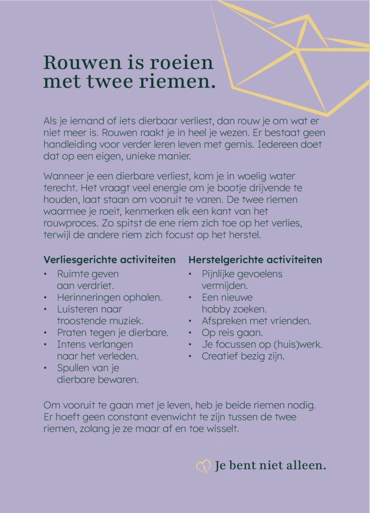 Rouwen is roeien met twee riemen. Verlies en herstel bij rouw.